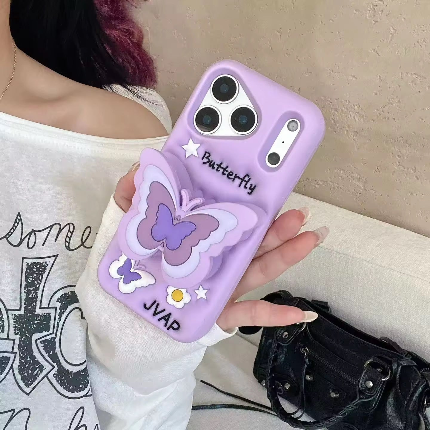 3D iPhone Samsung Butterfly Pre-Order Phone Holder Stand Rubber Silicone Case