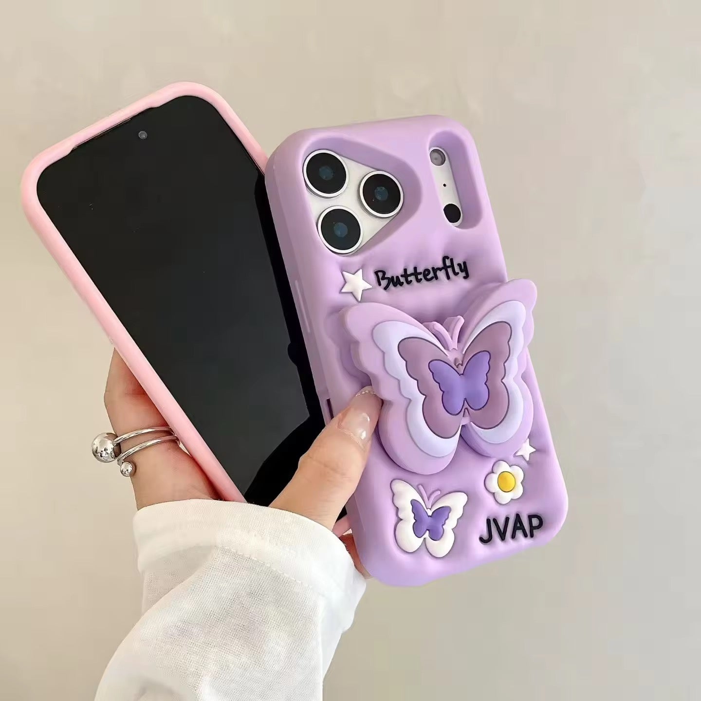 3D iPhone Samsung Butterfly Pre-Order Phone Holder Stand Rubber Silicone Case