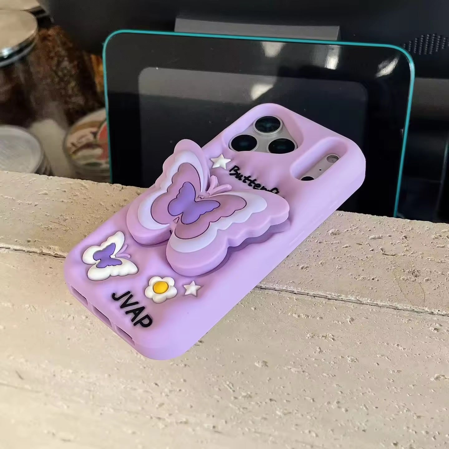 3D iPhone Samsung Butterfly Pre-Order Phone Holder Stand Rubber Silicone Case