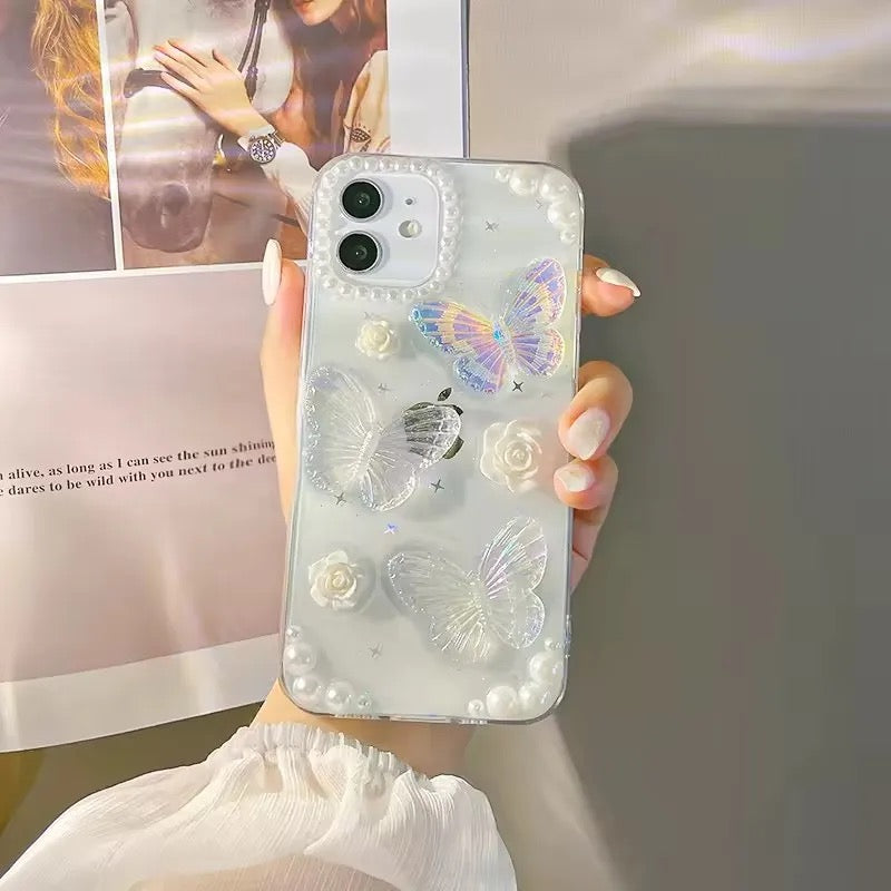 3D Crystal Butterfly Clear Transparent iPhone Case