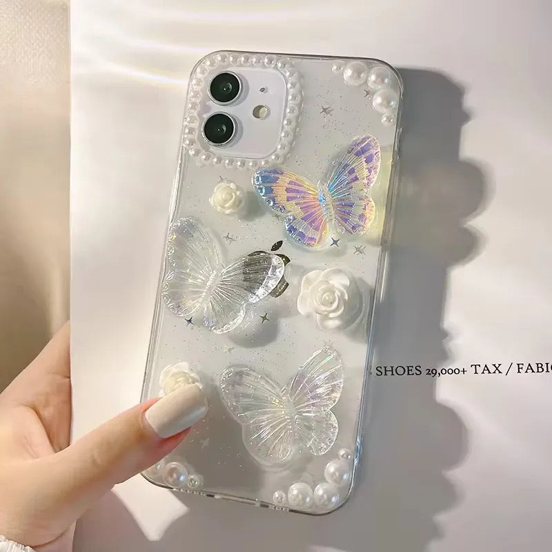 3D Crystal Butterfly Clear Transparent iPhone Case