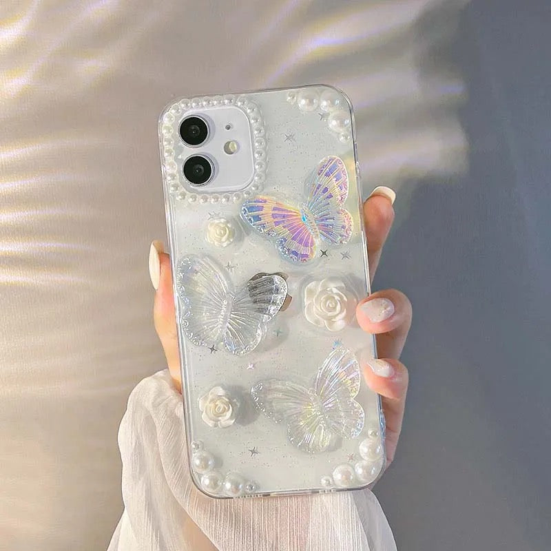 3D Crystal Butterfly Clear Transparent iPhone Case