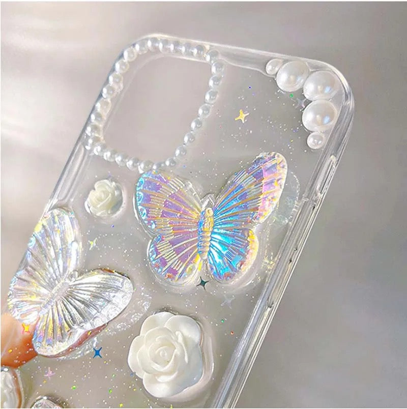 3D Crystal Butterfly Clear Transparent iPhone Case