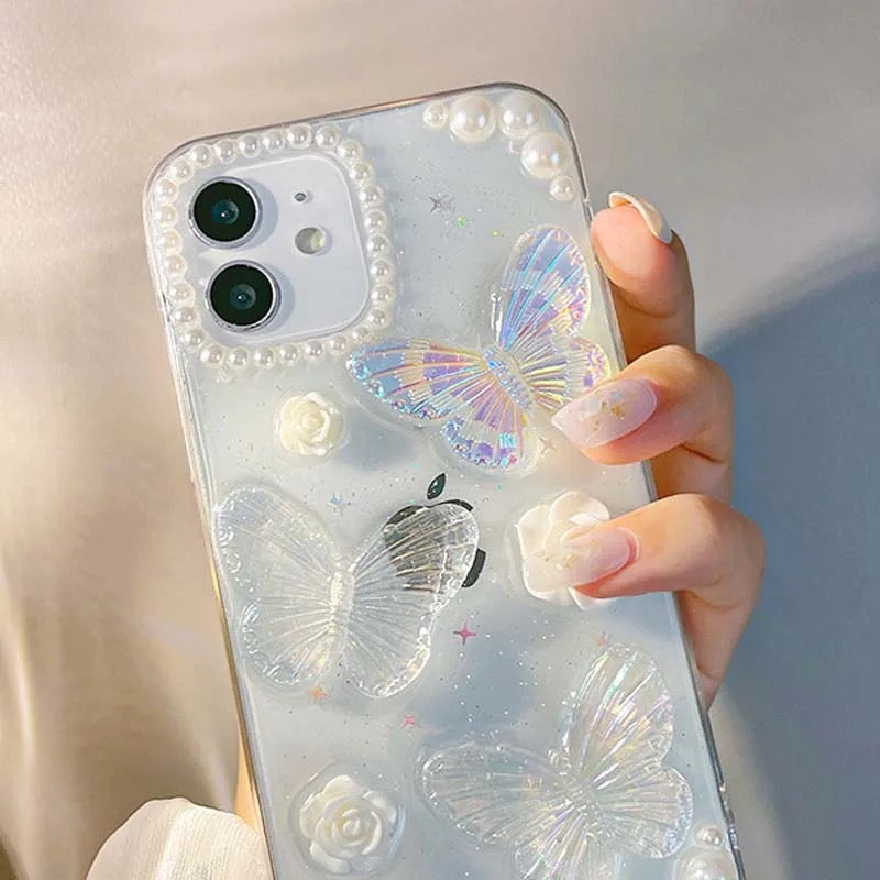 3D Crystal Butterfly Clear Transparent iPhone Case