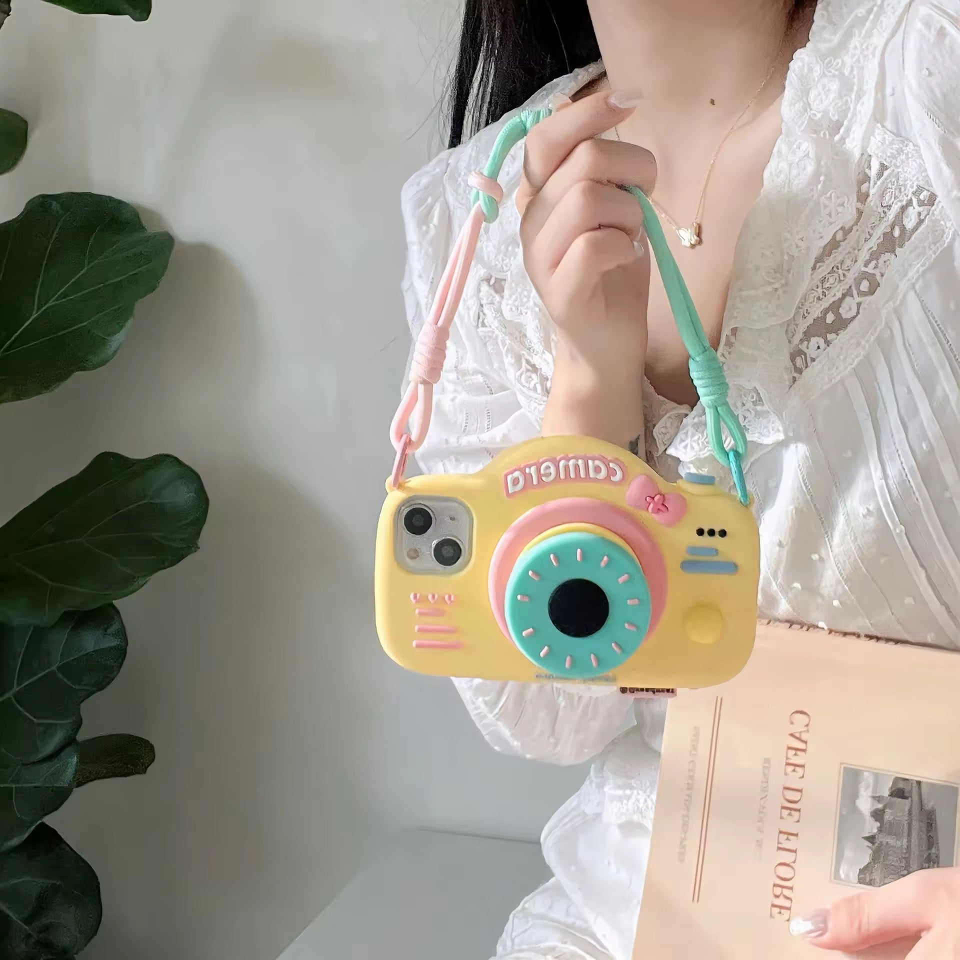 3D Cartoon Cute Camera Handbag Phone Holder Silicone Rubber iPhone Case