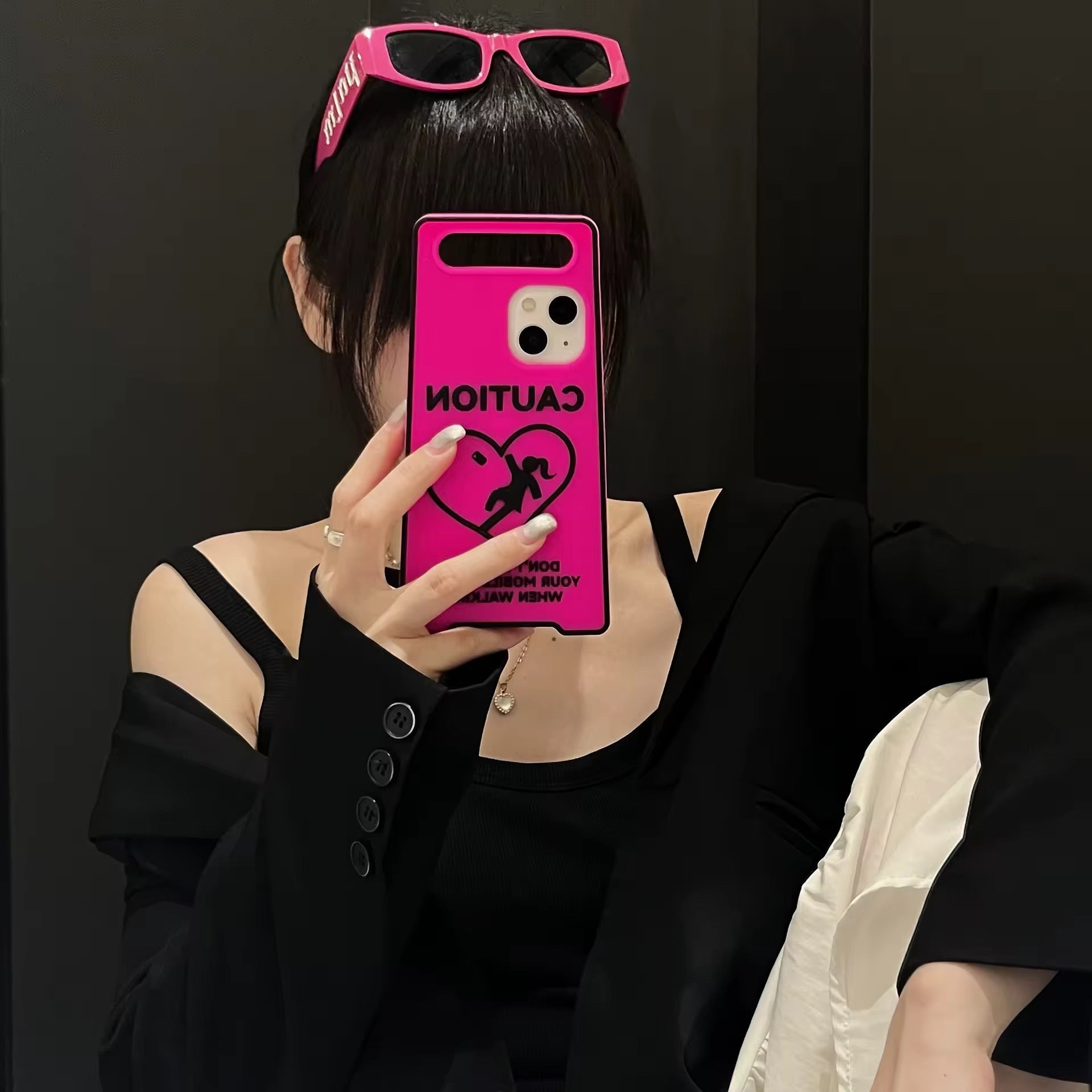 3D Cute Warning Board Glow In Dark Luminous Handle Silicone Rubber iPhone Case