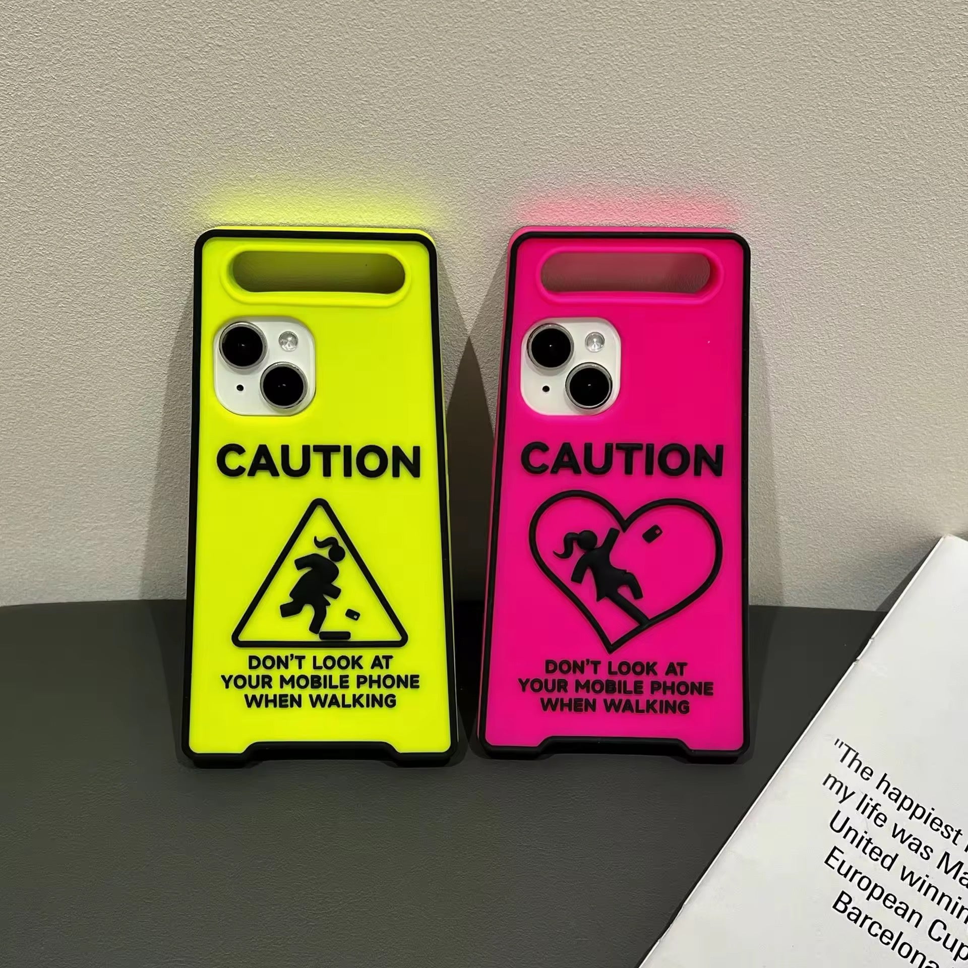 3D Cute Warning Board Glow In Dark Luminous Handle Silicone Rubber iPhone Case