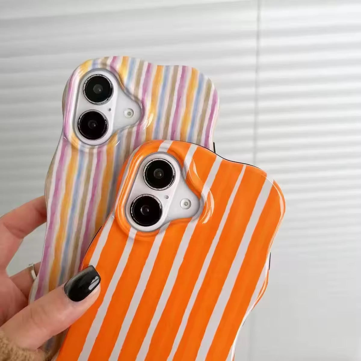 Wavy Bumper Stripes Glossy Silicone iPhone  Case