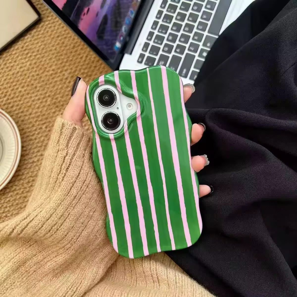 Wavy Bumper Stripes Glossy Silicone iPhone  Case