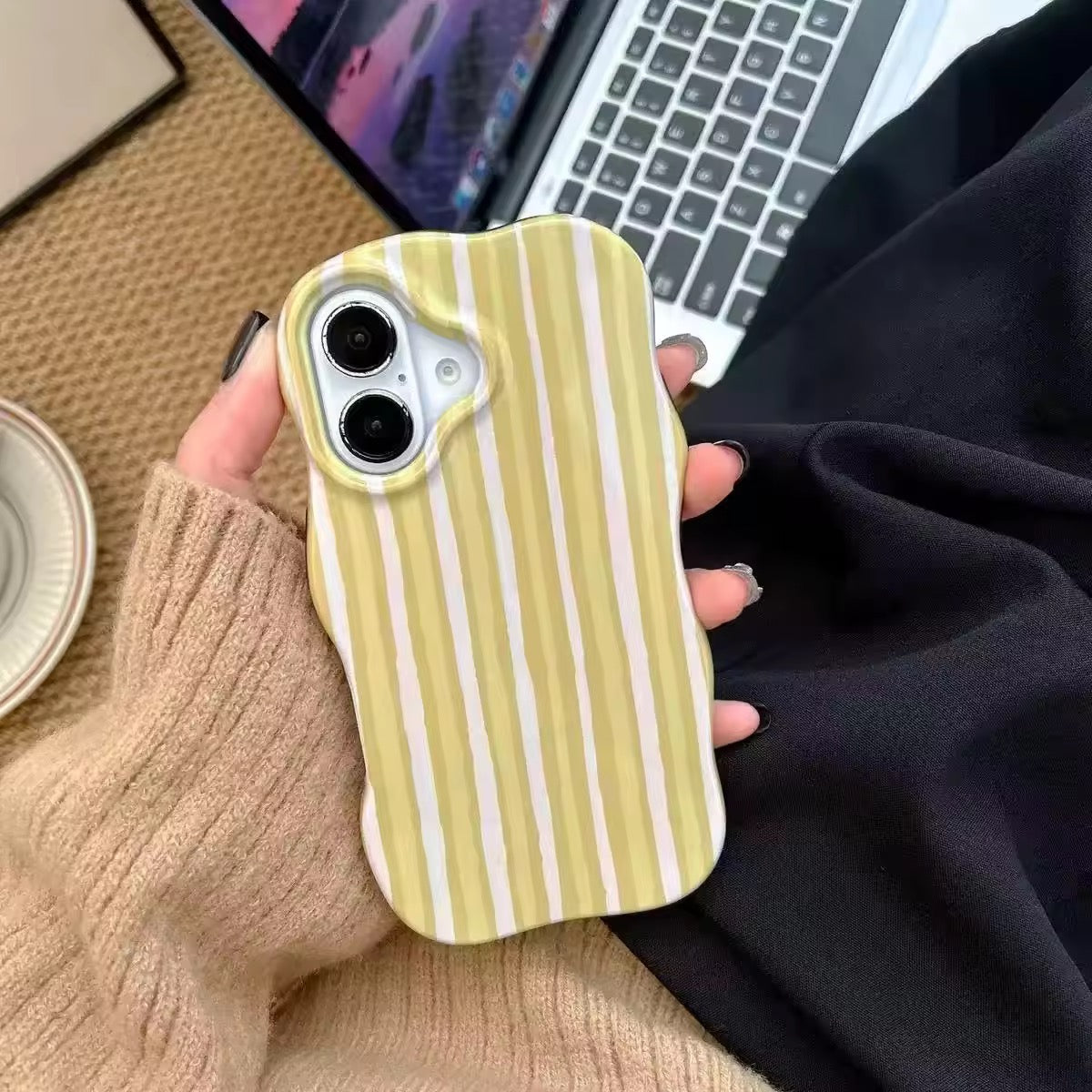Wavy Bumper Stripes Glossy Silicone iPhone  Case