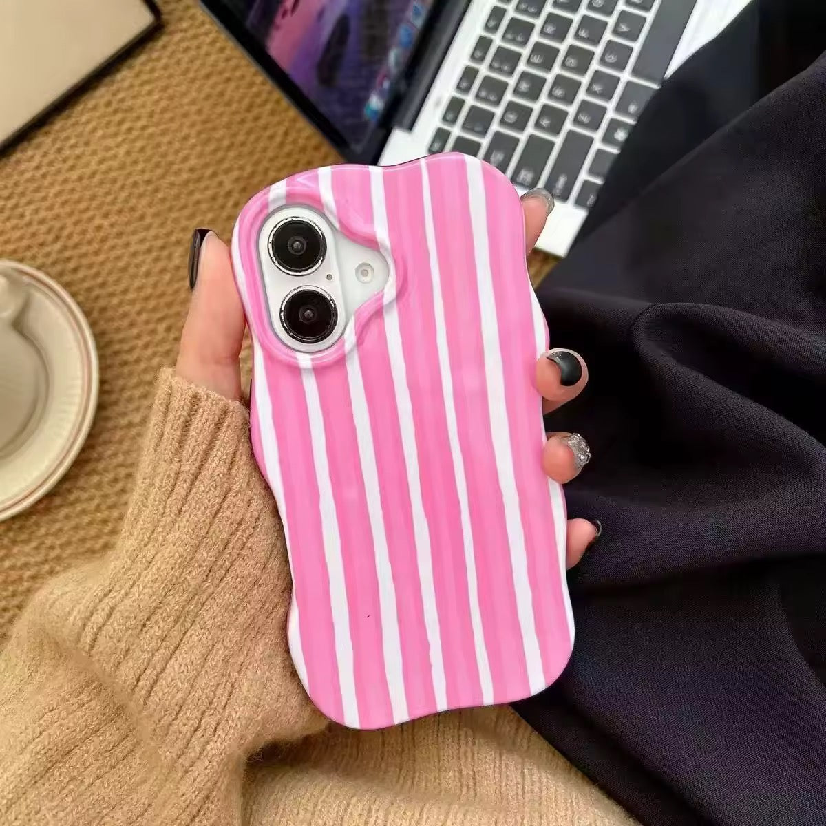 Wavy Bumper Stripes Glossy Silicone iPhone  Case