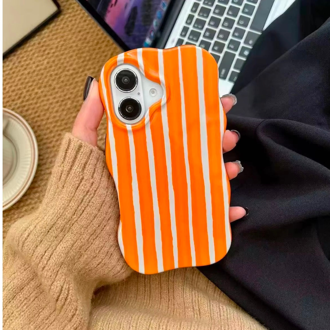 Wavy Bumper Stripes Glossy Silicone iPhone  Case