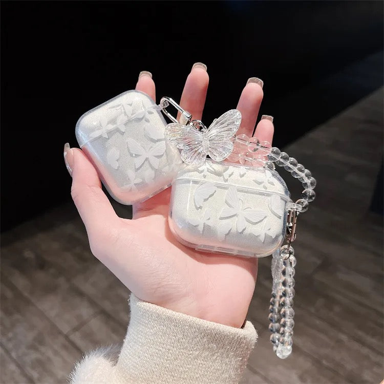 White Butterfly Bracelet Transparent Airpod Case