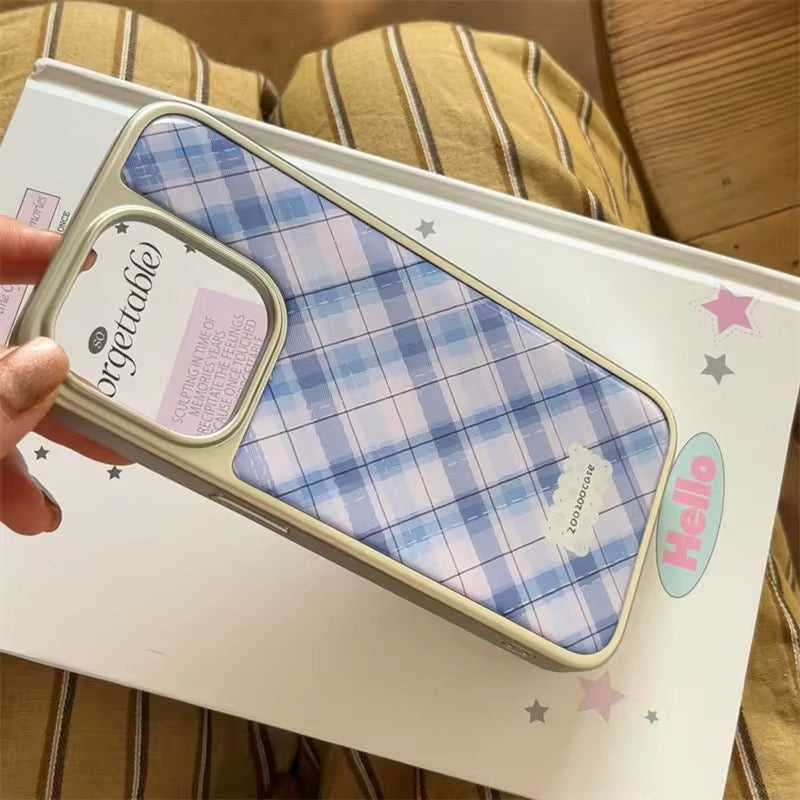 Blue Purple Checks Glossy Bumper Protection iPhone Case