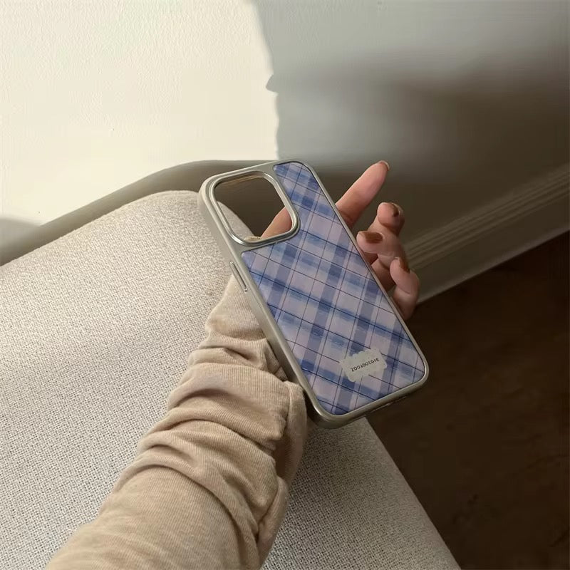Blue Purple Checks Glossy Bumper Protection iPhone Case