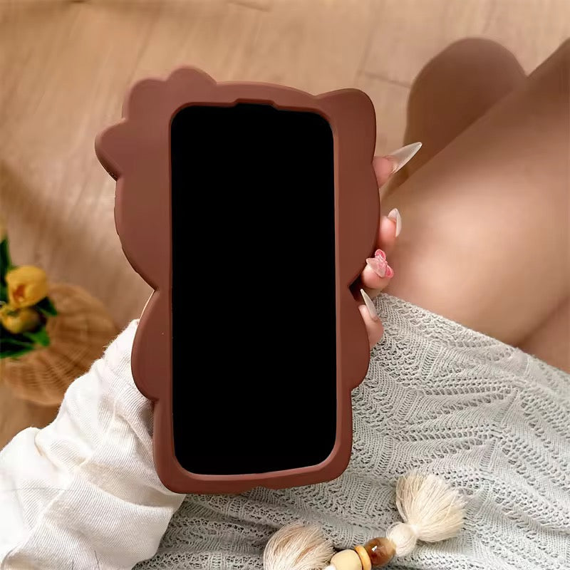 Hello Kitty Brown Black Leopard Dress iPhone Rubber Silicone Case