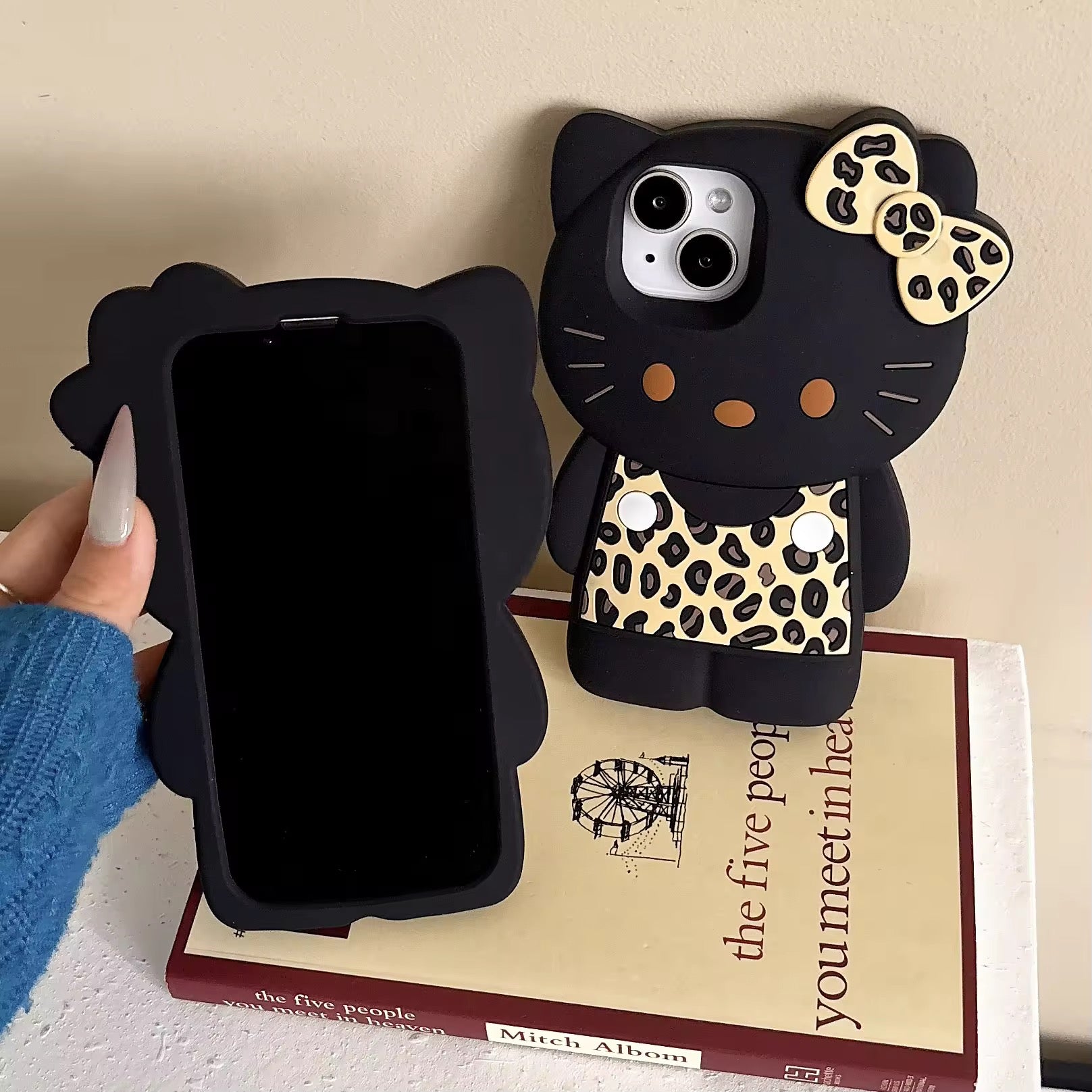 Hello Kitty Brown Black Leopard Dress iPhone Rubber Silicone Case