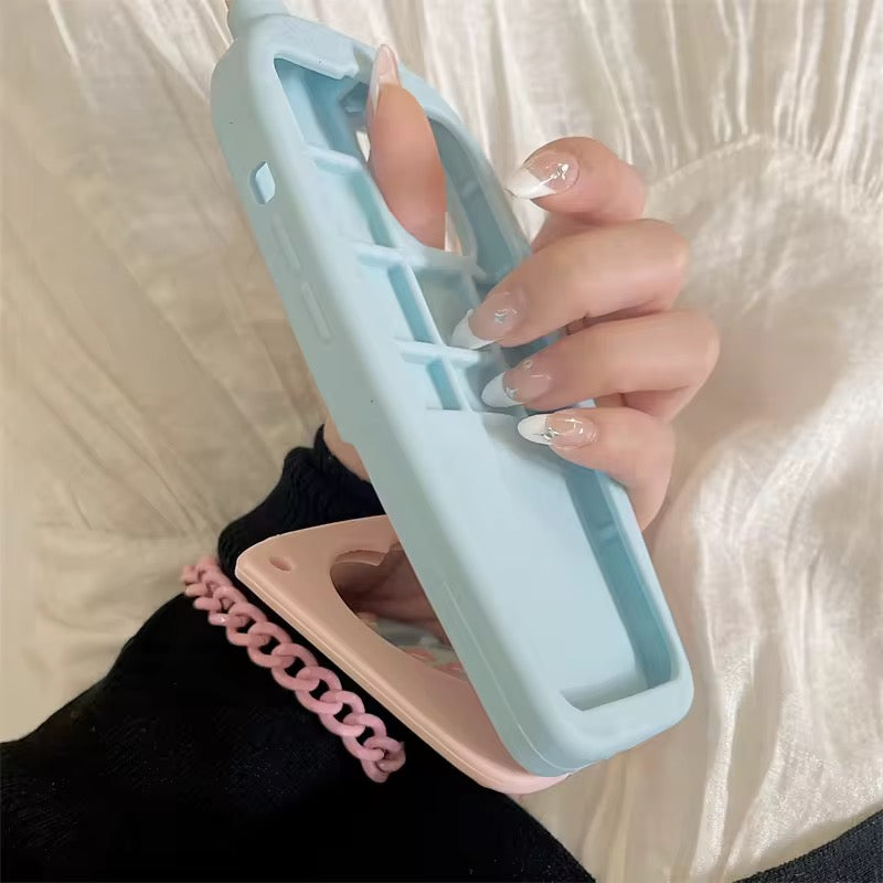 3D Cellphone Blue Pink Mirror Flip For iPhone 15