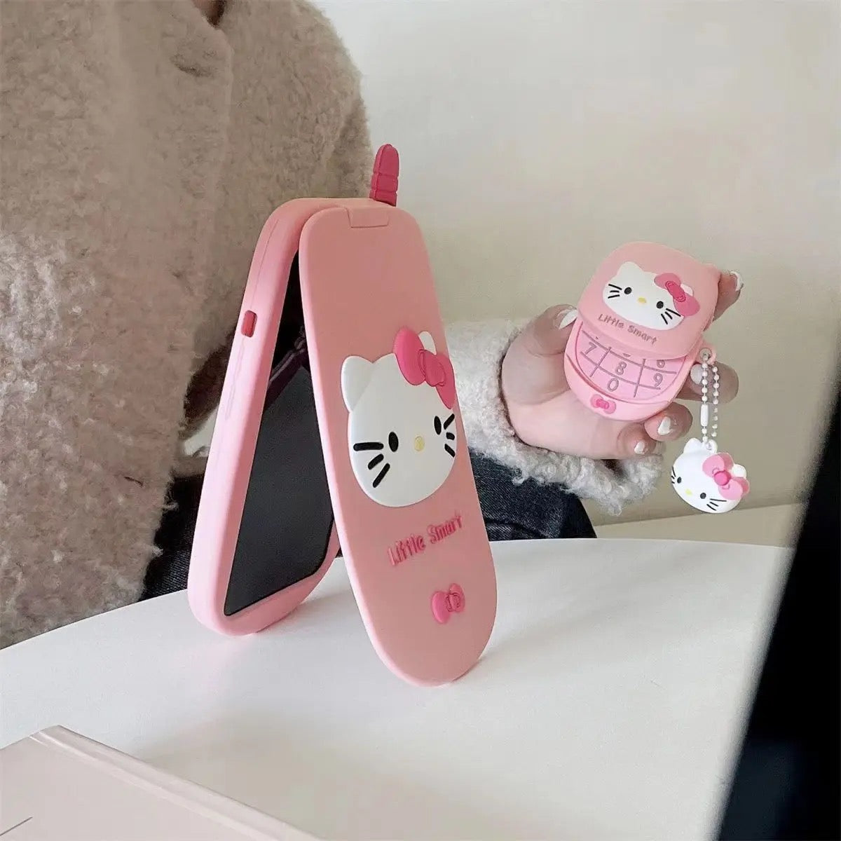 Kitty Flip Pink Phone iPhone Rubber Silicone Case