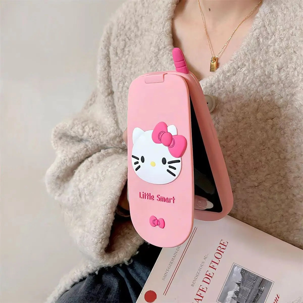 Kitty Flip Pink Phone iPhone Rubber Silicone Case