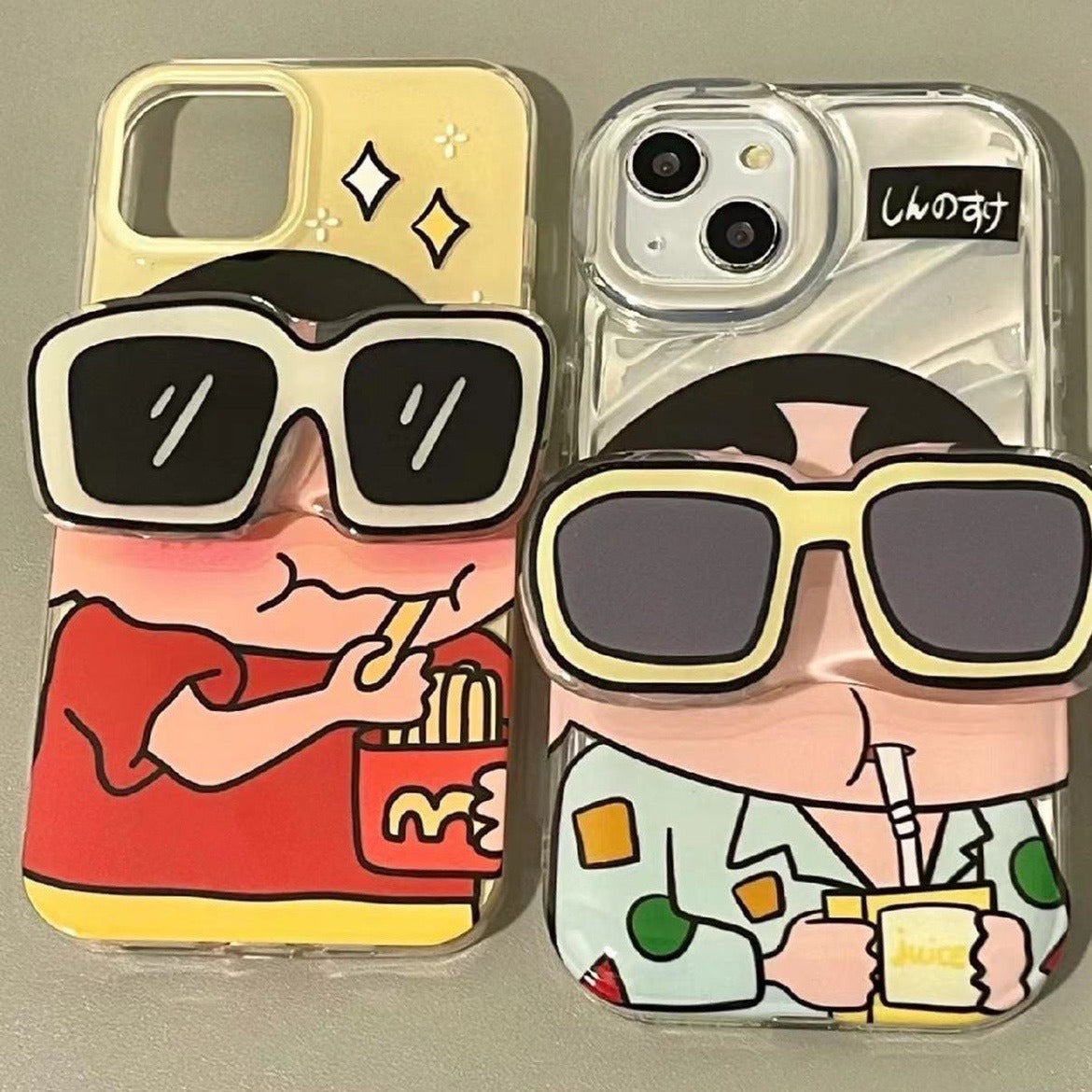 Shin-chan 3D Sunglasses Phone Holder Trendy iPhone Case – ATCASA