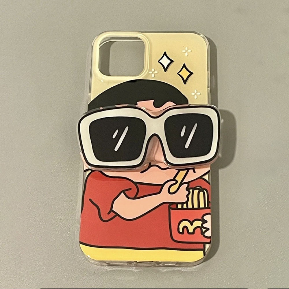 Shin-chan 3D Sunglasses Phone Holder Trendy iPhone Case