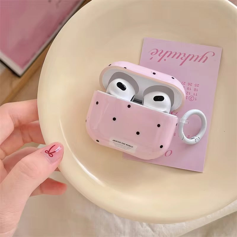 Pink Blue Polka Dots Airpod Glossy Case