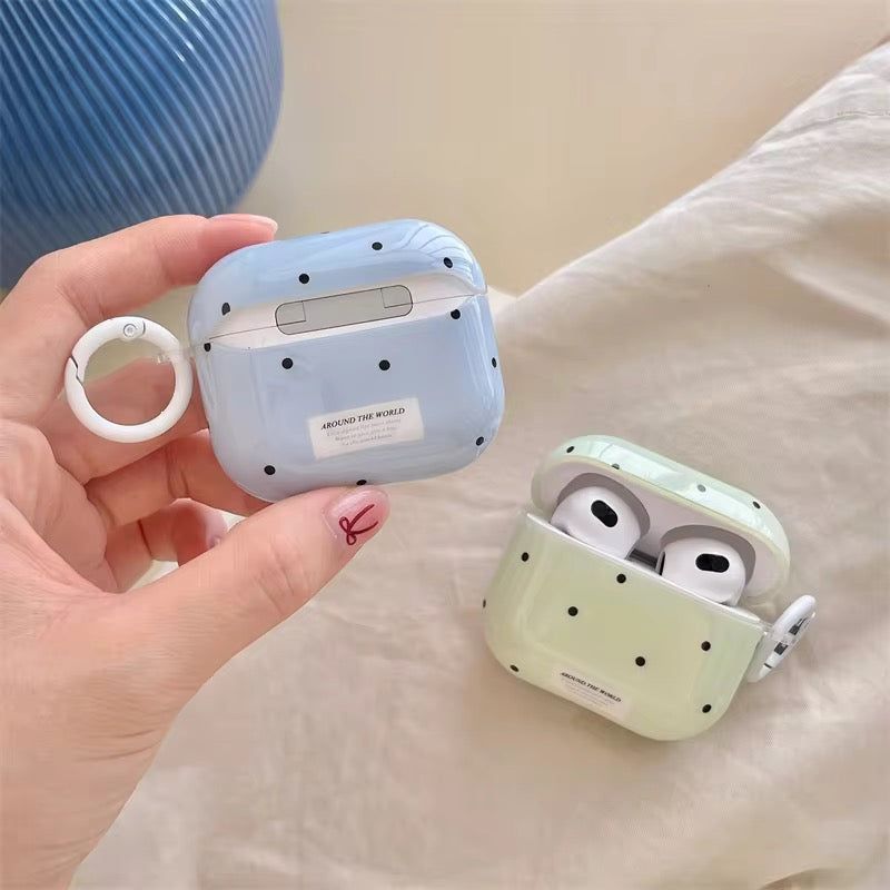 Pink Blue Polka Dots Airpod Glossy Case