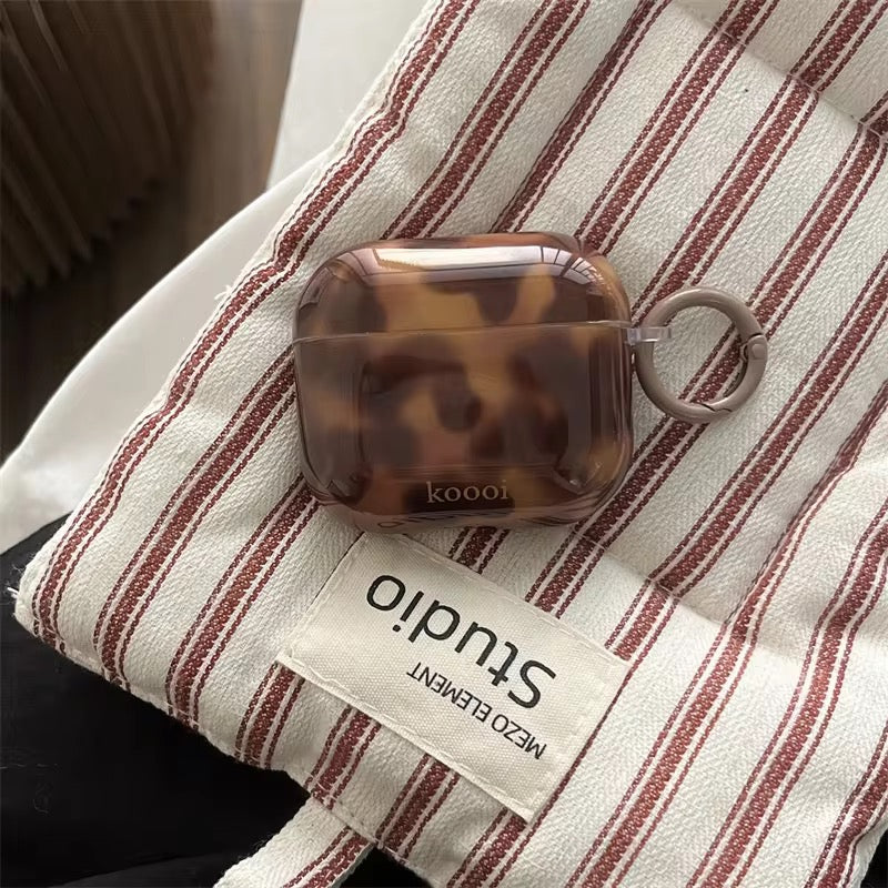 Dark Brown Leopard Aesthetic Airpod Glossy Case
