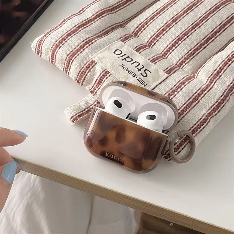 Dark Brown Leopard Aesthetic Airpod Glossy Case