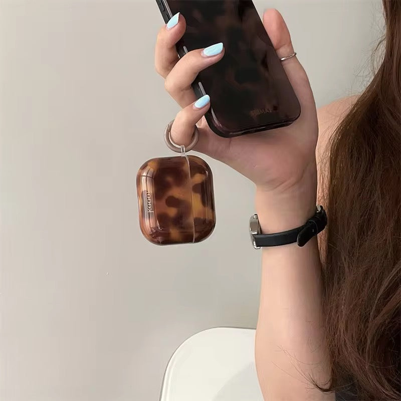 Dark Brown Leopard Aesthetic Airpod Glossy Case