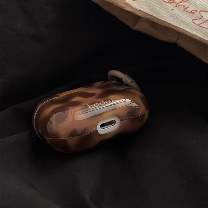 Dark Brown Leopard Aesthetic Airpod Glossy Case