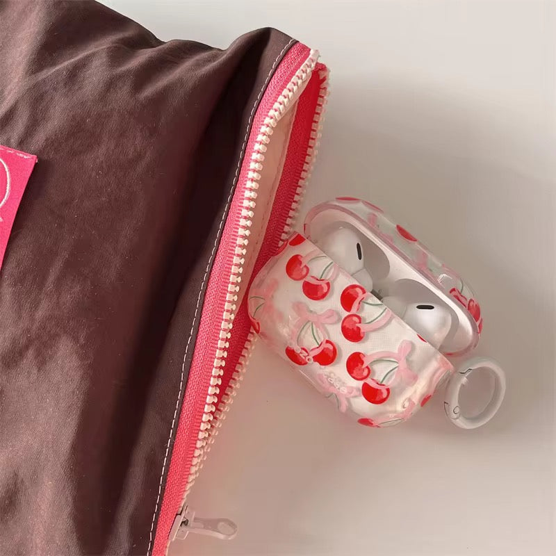 Cherry Transparent Clear Airpod Glossy Case