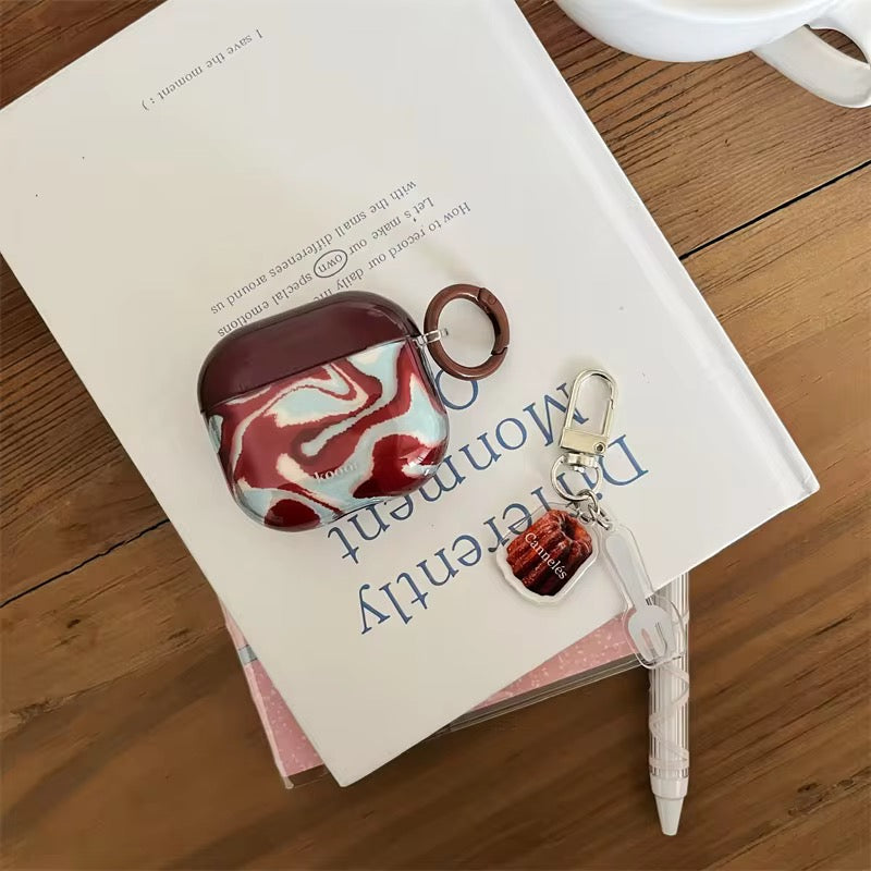 Brown Blue Waves Airpod Glossy Case
