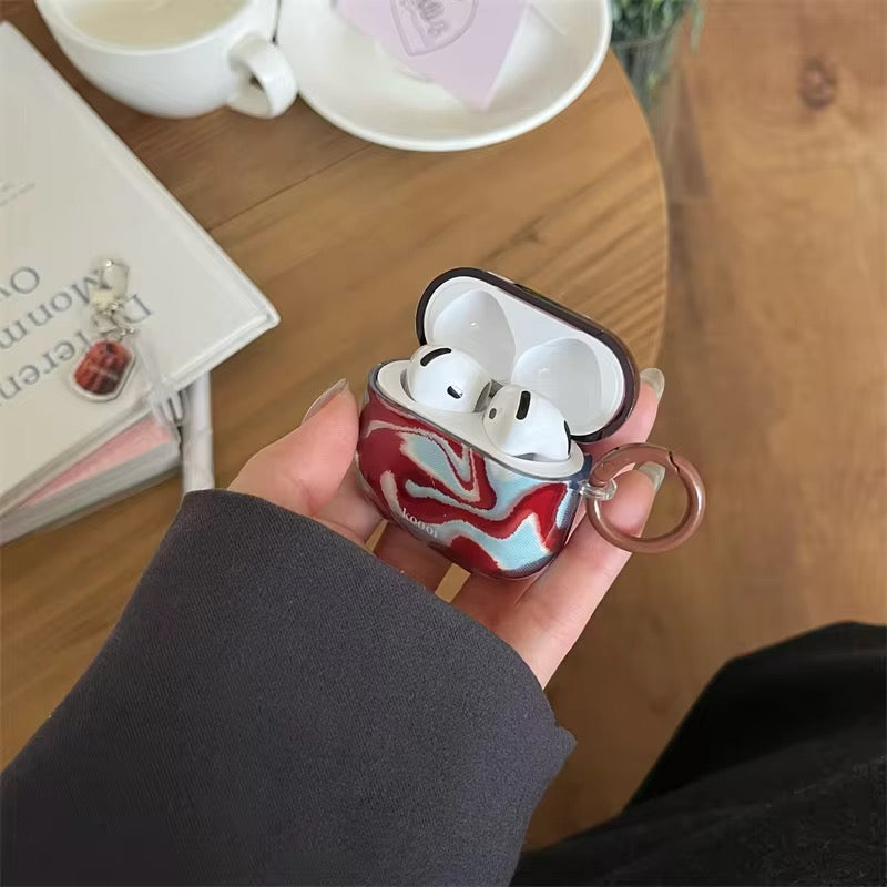 Brown Blue Waves Airpod Glossy Case