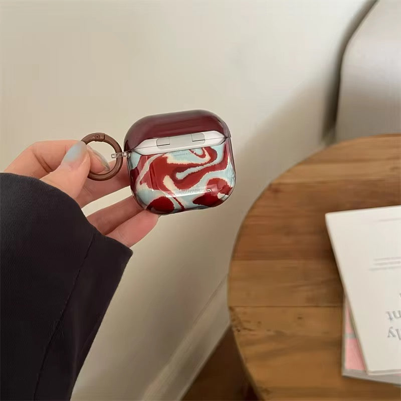 Brown Blue Waves Airpod Glossy Case