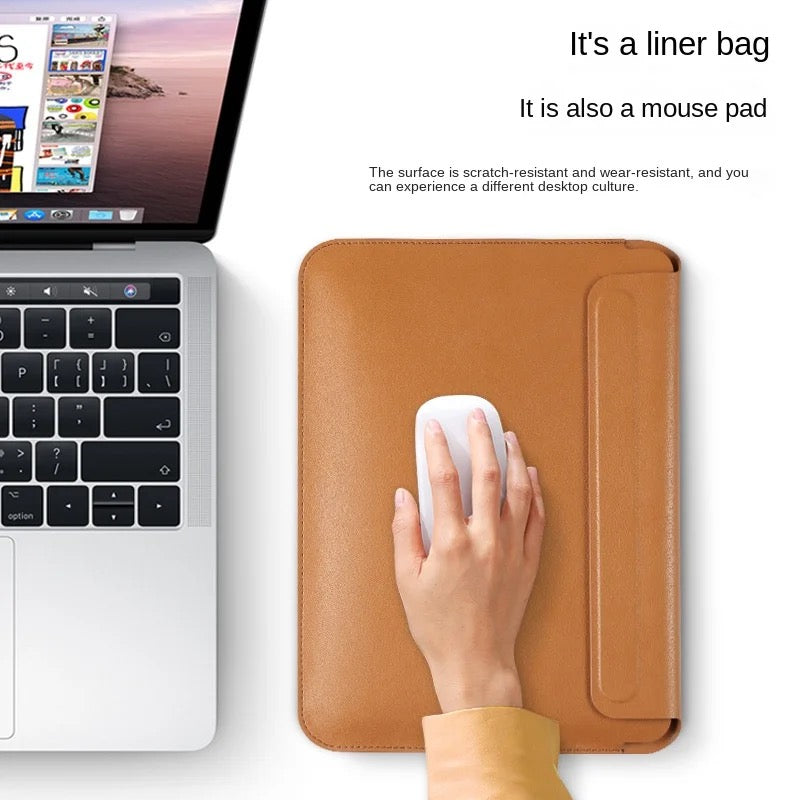 Macbook Laptop Bag Premium Faux Leather Sleeve Lightweight With Magnetic Closure