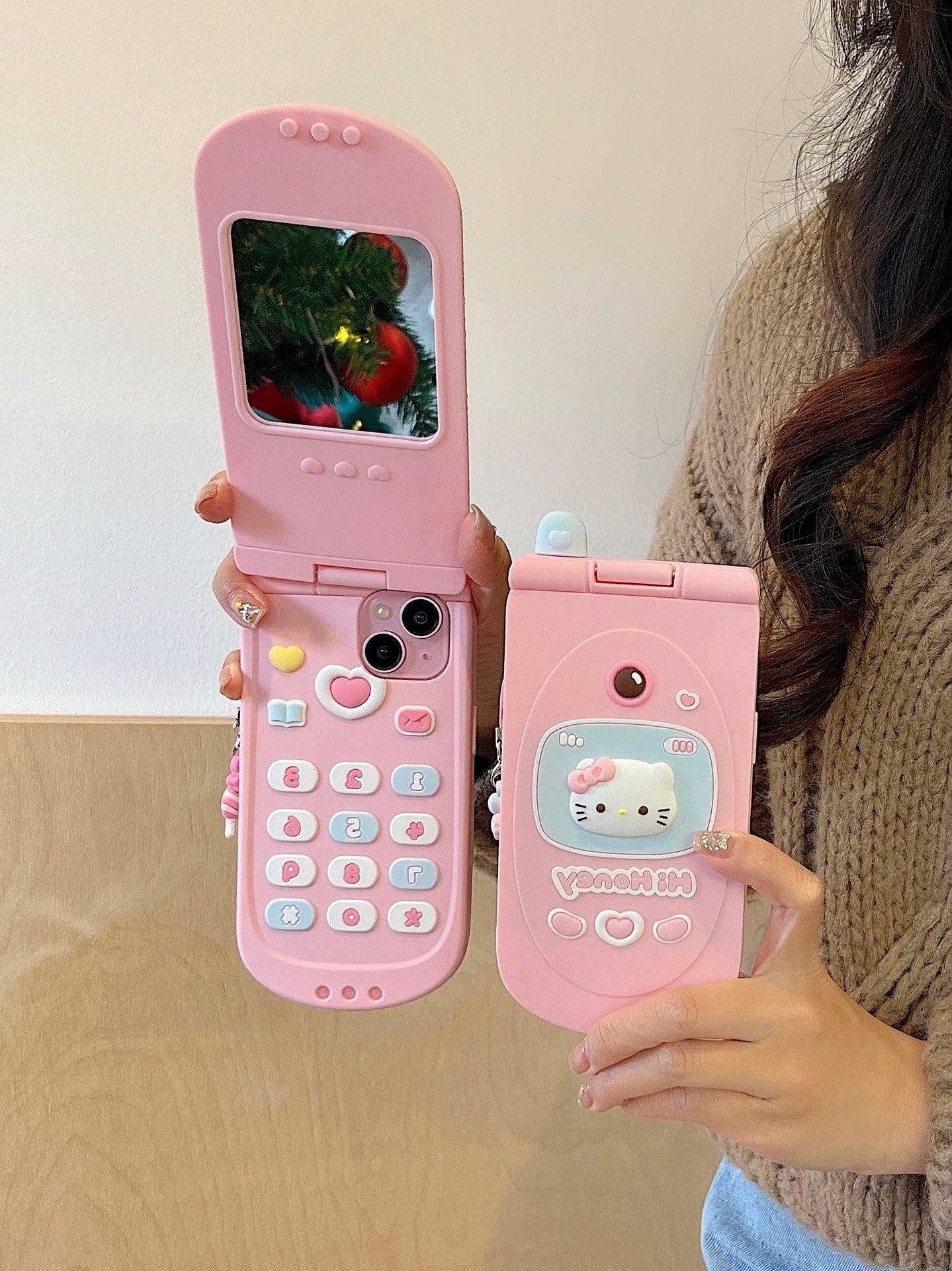 Hello Honey Kitty Flip Pink Phone iPhone Rubber Silicone Case