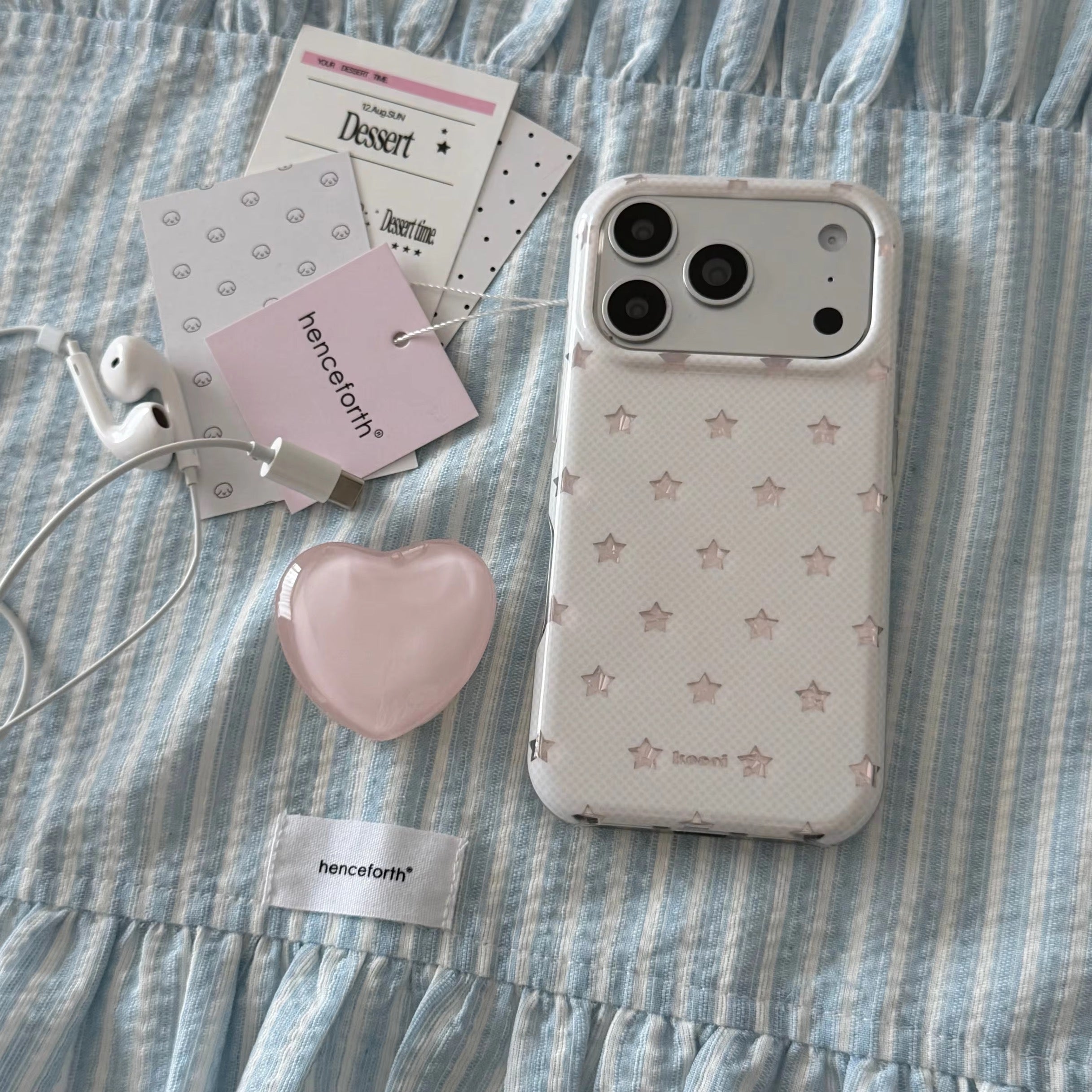 Double Layer Plaid Star With Jelly Love Pre-Order  Phone Holder iPhone Case