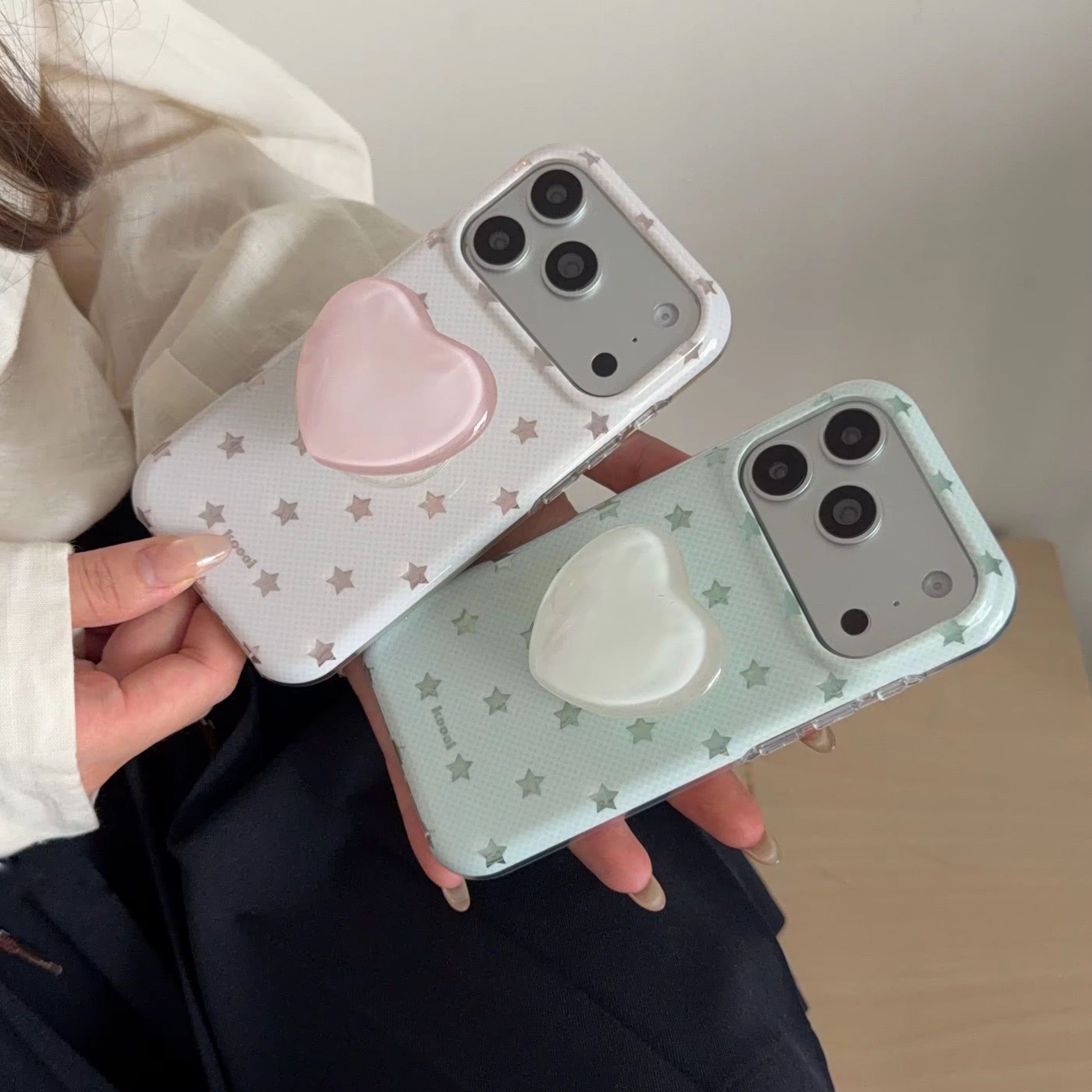 Double Layer Plaid Star With Jelly Love Pre-Order  Phone Holder iPhone Case