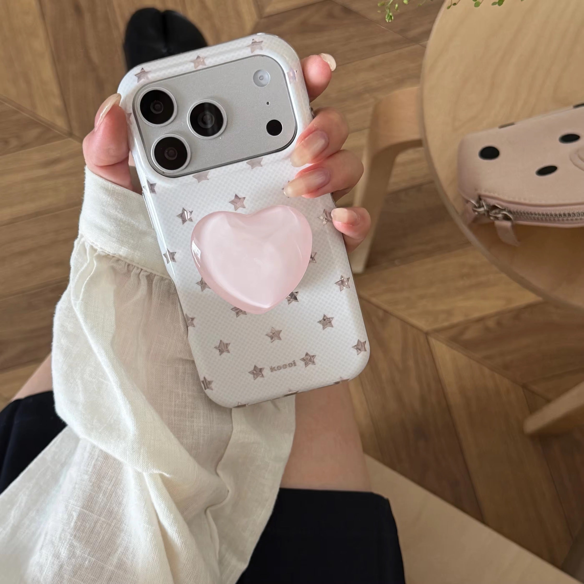 Double Layer Plaid Star With Jelly Love Pre-Order  Phone Holder iPhone Case
