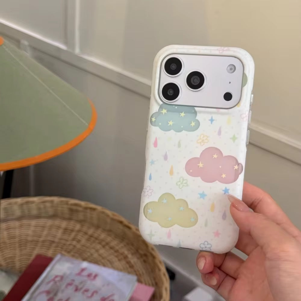 Double Layer Colorful Cloud & Raindrops Pre-Order  Phone iPhone Case