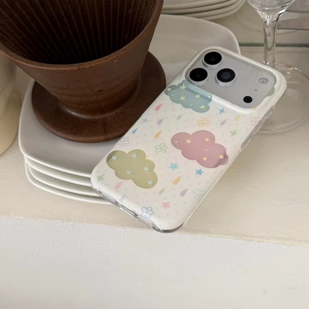 Double Layer Colorful Cloud & Raindrops Pre-Order  Phone iPhone Case