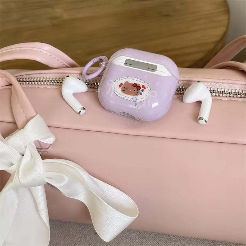 Cute Candy Purple Hello Kitty Airpod Glossy Case