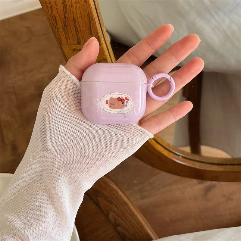 Cute Candy Purple Hello Kitty Airpod Glossy Case