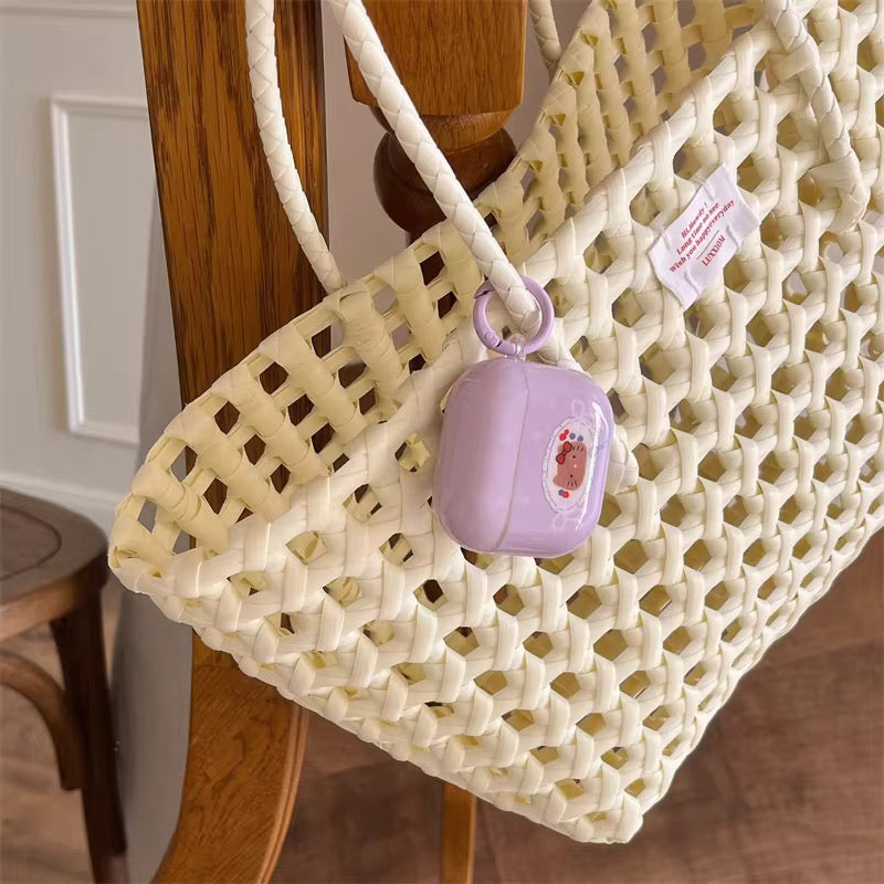 Cute Candy Purple Hello Kitty Airpod Glossy Case