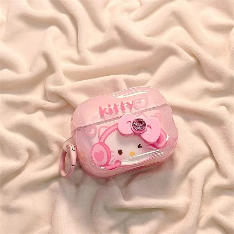 3D Pink Bow Hello Kitty Airpod Glossy Case