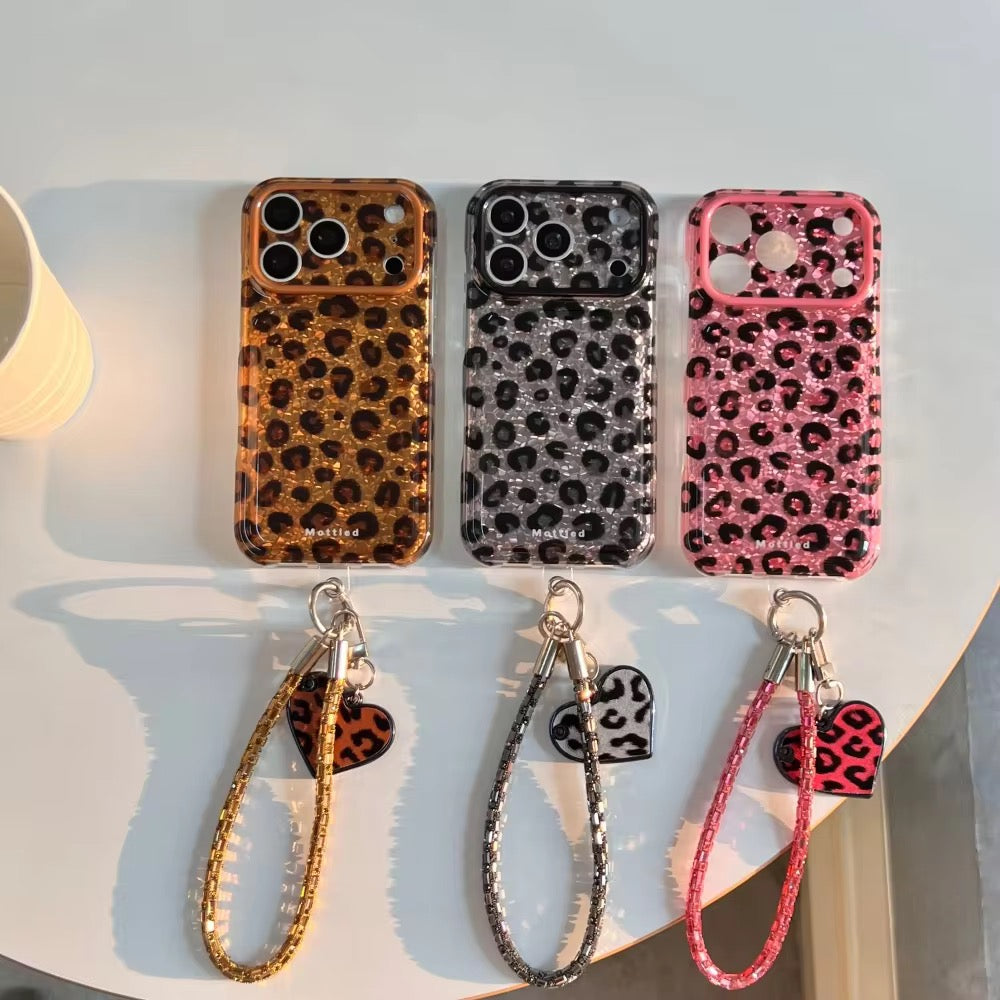 Leopard Print Bumper Protection Pre-Order Phone iPhone Case With Bracelet Lanyard