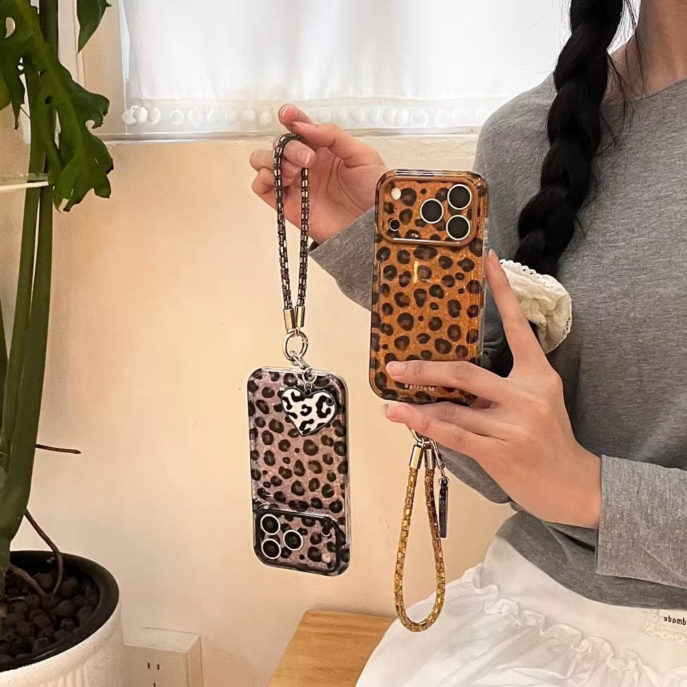 Leopard Print Bumper Protection Pre-Order Phone iPhone Case With Bracelet Lanyard