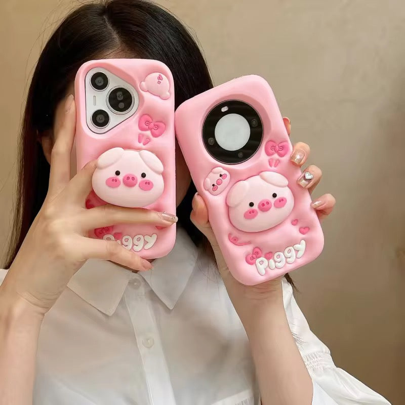 3D Samsung Kawaii Pink Cartoon Piggy Pre-Order Rubber Silicone Case